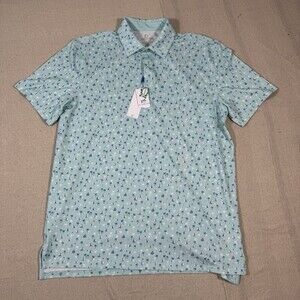 Southern Tide Performance Polo Shirt Mens L Teal Sailboat Palm Golf NWT